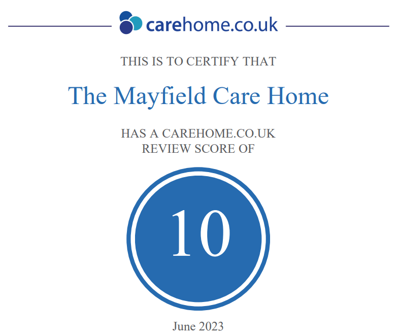 10 out of 10 score on carehome.co.uk