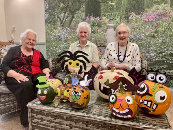 Decorating pumpkins at the mayfield care home in Whitby
